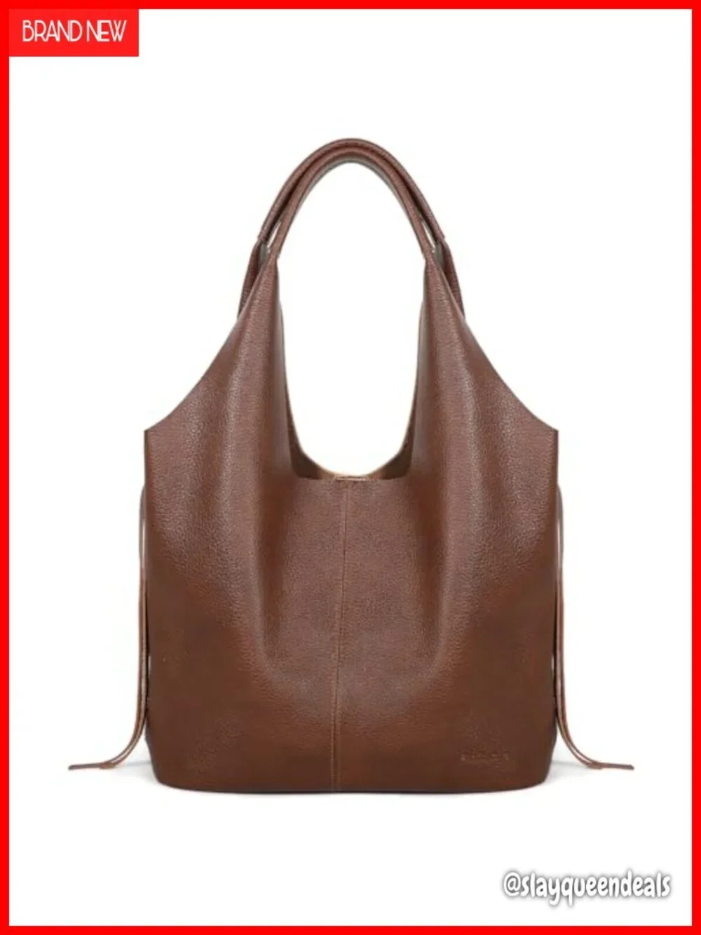 Genuine Leather Slouchy Hobo Tote Bag, Two-Tone Crescent Handbag with Fringe,